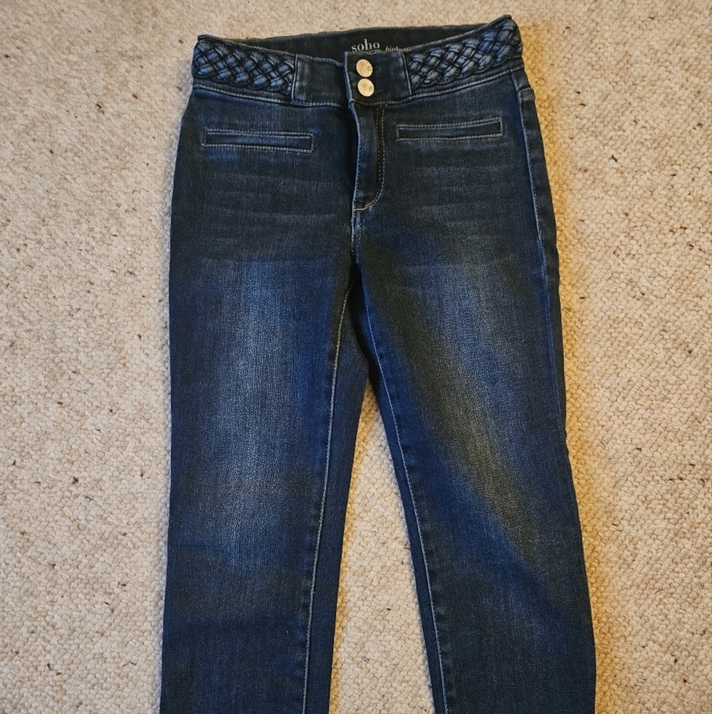 New York & Company Soho Blue Cropped High Waist Legging Jeans